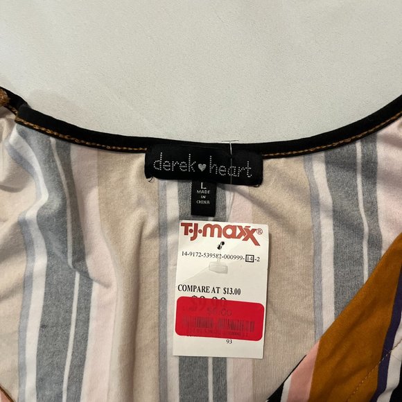 Derek Heart Multi-Color Striped Dress w/ Buttons - Picture 6 of 6